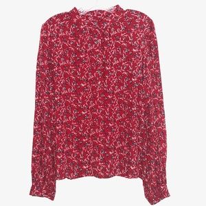 TREASURE & BOND Red/Navy Floral LS Blouse, M